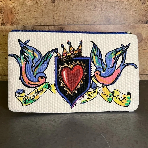 🌻Brighton Tom Clancy 2019 LOVE of ART Zip Clutch Pouch Cosmetic Bag - Picture 1 of 5